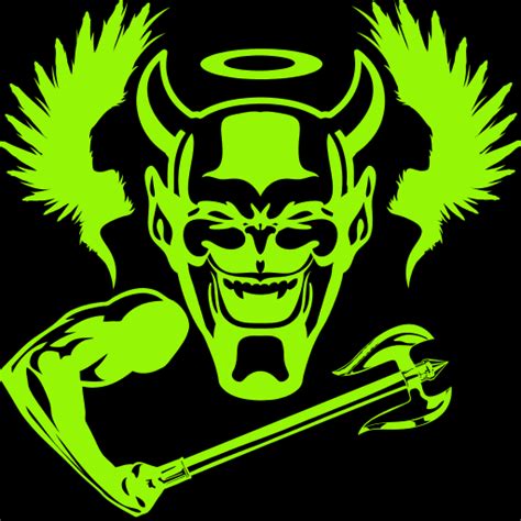 The lime green demon mascot